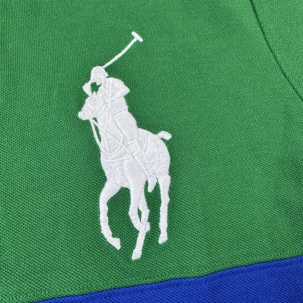 Polo Ralph Lauren Green Blue Colorblock Big Pony Cotton Polo Size XL #3 NWOT